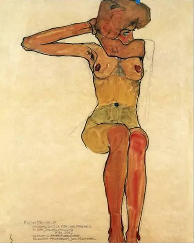 Asentado Desnudo Femenino Egon Schiele